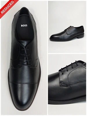 HUGO BOSS TAYIL DERBY BLACK LEATHER SHOES DRESS/FORMAL/BUSINESS UK 12 RRP £199 - Image 1 of 4