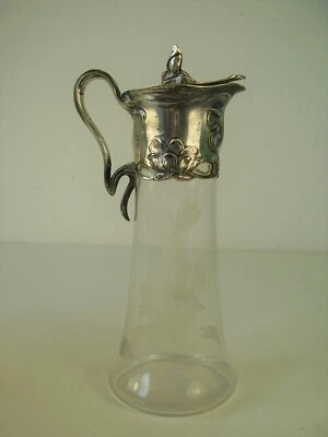 Antike schöne Jugendstil Karaffe w. WMF Glas Metall um 1900 - Bild 1 von 4