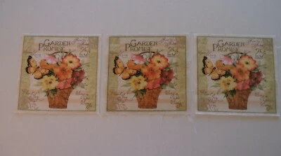 Fabric 3 Cut Squares, Panels - Garden Promise Design - Sew Quilt Crafts - Image 1 of 4