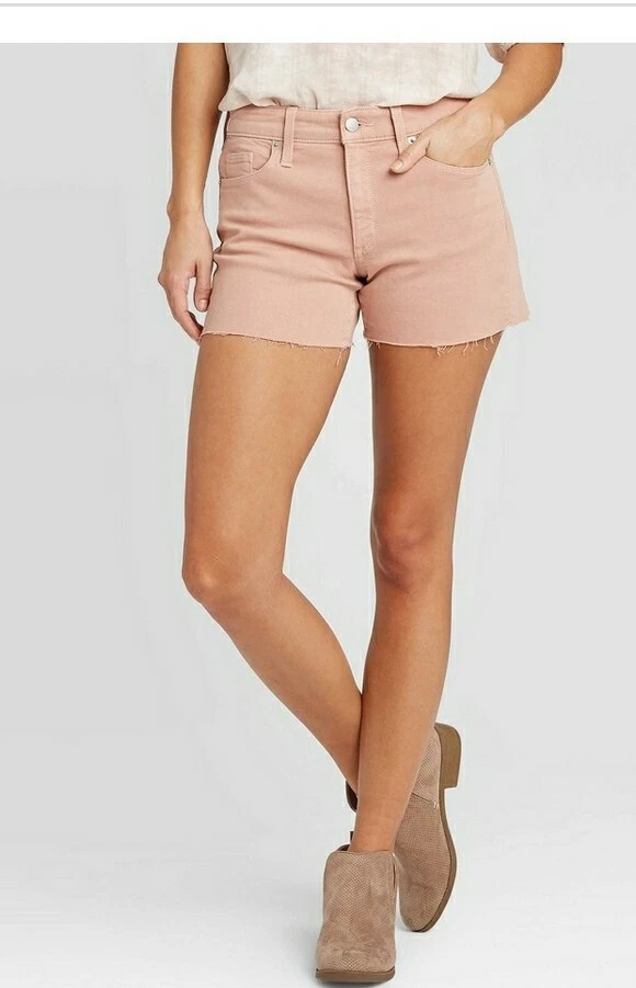 Women's High Rise Short Jean Shorts - Sz 2 Waist 26 Universal Thread Rose