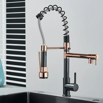 Black Rose Gold Kitchen Faucet Pull Down Sprayer Swivel Sink Mixer Single Handle