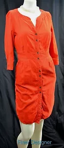 Anthropologie Maeve Anaheim micro Corduroy Shirt Dress Orange Button SZ 0 S NEW - Picture 1 of 7