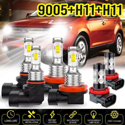 For Ford Edge 2007-2010 6x Combo H11 9005 LED Headlight Fog Light Bulbs White Foto 1 de 4