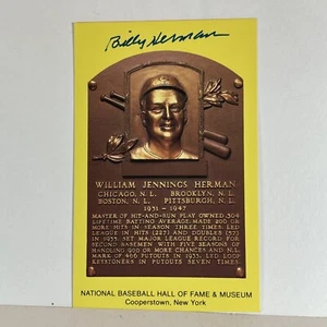 Cartolina targa Billy Herman Cubs Dodger firmata autografata sala da baseball HOF 34 - Foto 1 di 8