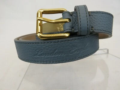 CINTURÓN MUJER BURBERRY THOMAS 25 CUERO GRANO AZUL POLVORIENTO LOGO HEBILLA DORADA 90 36 Foto 1 de 4