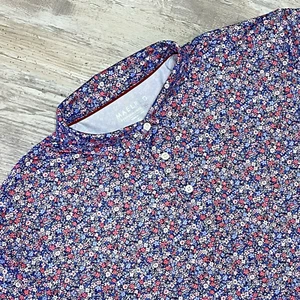 Maelreg Shirt Men's 2XL Colorful Floral Print Performance Golf Polo Stretch - Picture 1 of 8