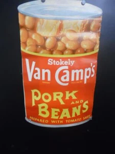 Cartel de papel de cerdo y frijoles de Stokley Van Camp de colección de la era atómica c.1960 - Imagen 1 de 1