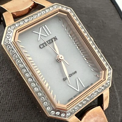Citizen Silhouette Eco-Drive Women's Pink Gold Crystal Watch 23MM EM0983-51A - Image 1 of 4