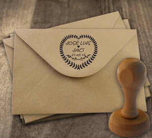 Sello de Caucho para Bodas Personalizado 40 mm Invitaciones, Tarjetas... Mod.4 - Picture 1 of 1