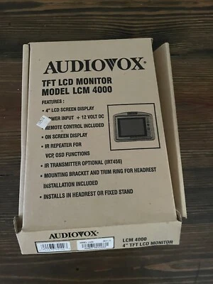 New Audiovox TFT LCD Headrest Monitor LCM 4000 4" 12v Display - Image 1 of 2
