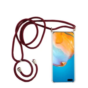 Huawei P40 Łańcuszek na telefon komórkowy Etui z paskiem Case do zawieszenia ze sznurkiem Pokrowiec Czerwony - Zdjęcie 1 z 4