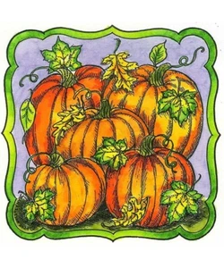 Autumn Pumpkins Fall Leaves Wood Mounted Rubber Stamp NORTHWOODS PP10815 New - Picture 1 of 4
