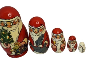 Muñecas de anidación de madera de Papá Noel conjunto de 5 (2634S1) Matryoska arte de golf - Imagen 1 de 8