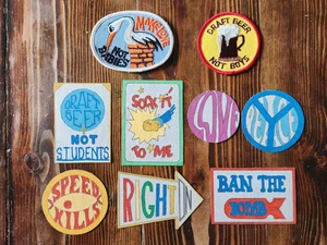 Patches 60s Hippie Vietnam Peace Flower Power Woodstock Love War Cloth Felt  - Picture 1 of 11