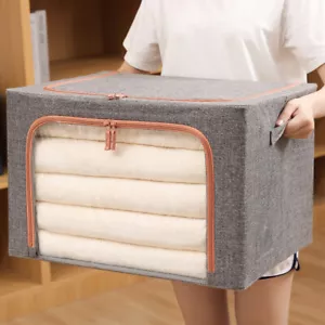 Clothes Storage Foldable Blanket Closet Box Organizer Large Capacity Portable - Picture 1 of 17