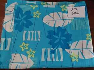 JoAnn"s Fabrics Hawaiian Blue White Leaf 3 1/4 Yard Quilting Fabric Sewing - Picture 1 of 1