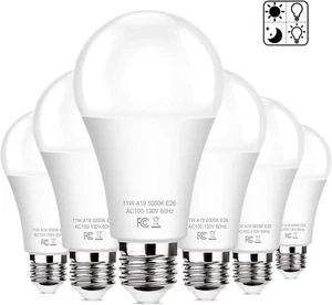 6-Pack Dusk to Dawn LED Light Bulbs, A19 11W(100Watt Equivalent), E26 Basic Auto - Picture 1 of 7