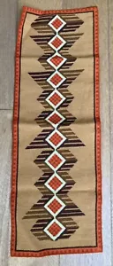 Aztec Table Runner Hand Woven Tapestry Wall Hanging - Brown Orange 12.5in x 36.5 - Picture 1 of 8