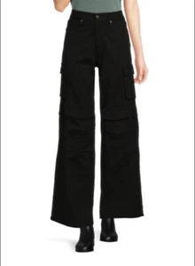 BRAND NEW - RETROD Capria Wide Leg Cargo Pants, Black, size XS - Picture 1 of 6