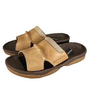 Sperry Top-Sider Sandalo Slide Pelle Marrone Uomo Taglia 9M Barca Dock Casual - Foto 1 di 21