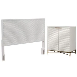 Home Square 2-Piece Set with King Headboard and Bar Cabinet in White - Picture 1 of 15
