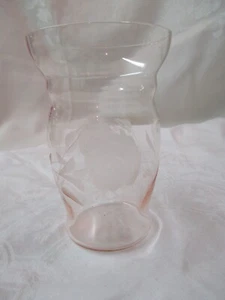 Vintage Depression Elegant Glass pink Water tumbler etched Roses - Picture 1 of 3