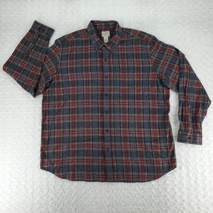 LL Bean Flanellhemd Herren 2XL grau rot Traditional Fit Button-Down Langarm - Bild 1 von 12