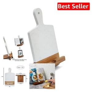 3-in-1 White Marble Cutting Board with Adjustable Cookbook Holder - Ideal Gift - Picture 1 of 11