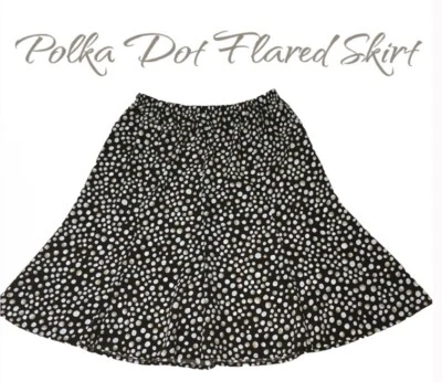 Falda Cintura Elástica Acampanada Ligera Marrón Blanco Lunares - Para Mujer’s 18W Foto 1 de 4