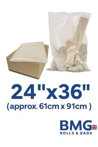 24x36" Heavy Duty Extra Large Clear Plastic Polythene Rubble Bags 300-gauge - Picture 1 of 3