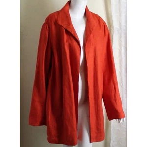 Coldwater Creek Jacke Open Front Jacket Orange Leinen Blazer Gr. 16 Neu - Bild 1 von 9