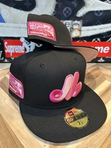 Nuova Era Rosa Martini Nera Cupola Montreal Expos Rosa UV 7 1/4 Graal 2.0 Raro - Foto 1 di 7