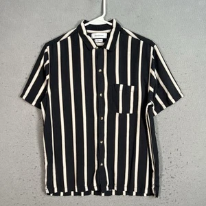 Urban Outfitters Striped Button Shirt Adult Small Black Short Sleeve Mens - Picture 1 of 9
