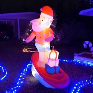 Longboarding playa tropical soplado por aire LED inflable Navidad Santa surf 6 pies - Imagen 1 de 5