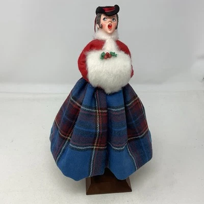 SIMPICH Handmade Character Doll Woman With Muff, Brunette Hair Blue Plaid Skirt - Image 1 of 4