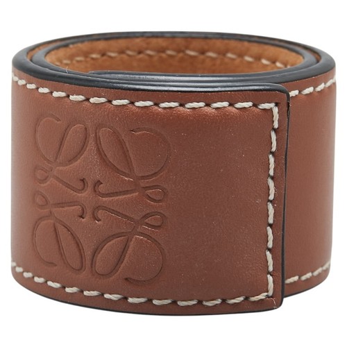 Bracciale piccolo Loewe anagramma logo schiaffo braccialetto pelle marrone donna