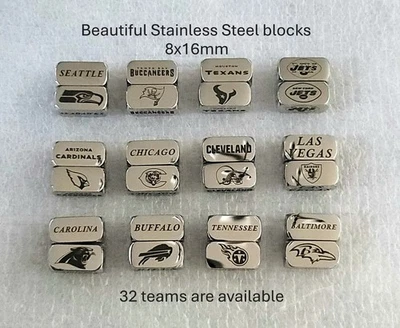 New Exclusive stainless steel Blocks of 32 NFL Football teams making wristbands - Image 1 of 4