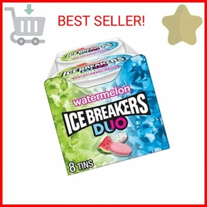 Ice Breakers Duo Fruit Plus Cool Watermelon Sugar Free Mints Tins, 1.3 oz (8 Cou - Picture 1 of 2