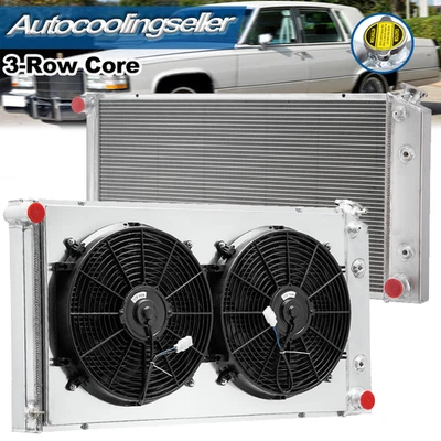 3Row Core Radiator Shroud Fan Fit 1977-1992 Cadillac Fleetwood/ Brougham 5.7L AT - Image 1 of 4