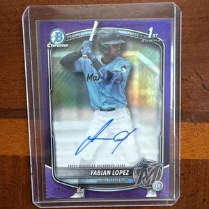 2025 Bowman Fabian Lopez 1st Auto Green Purple Refractor /250 Marlins 💎 - Picture 1 of 2