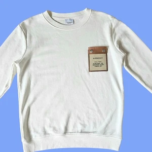 Authentic BURBERRY Designer Luxury Pullover Sweater Jumper White W LOGO Size S - Picture 1 of 18