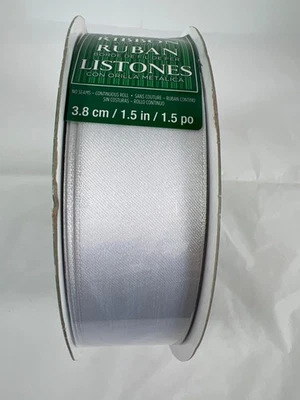 Kirkland Ribbon Wire Edged White Satin 50 yds x 1.5" inches wide - Image 1 of 4