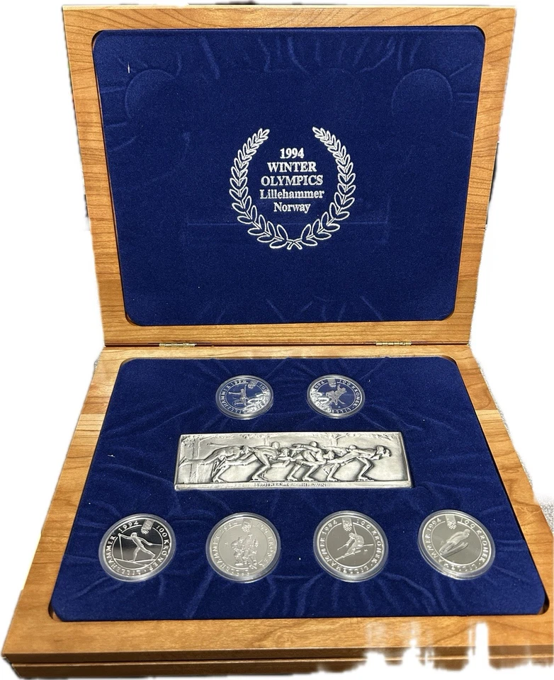 Norway Lillehammer 1994 Winter Olympics Coin Set .999 Fine Silver Bar - Image 1 of 4