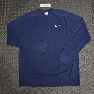 耐克 Tour 高尔夫毛衣 午夜 海军蓝/白色 男式 L 码 FQ8832-410 全新带标签 — 第 1/4 张图片