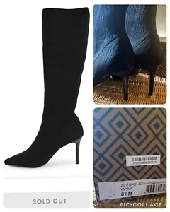 Stivali Anthropologie Charles David tacco a pompa stiletto vapore maglia elasticizzata 6,5 nuovi con scatola - Foto 1 di 14