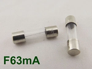 10 Stck. Glasrohrsicherung 5x 20 mm F63mA 63 mA 0,063 Ampere F0,063A 250V Schneller schneller Schlag - Bild 1 von 8