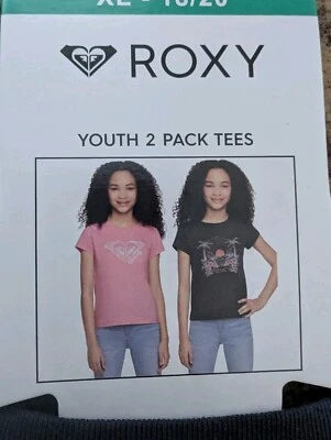 Roxy Youth Girl's 2-pack Tees, Size XL(18/20), Pink,black, New - Image 1 of 4
