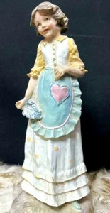 Vintage Porcelain Figurine Beautiful Girl Maid Statue 7" Medieval BRINNC ART - Picture 1 of 11