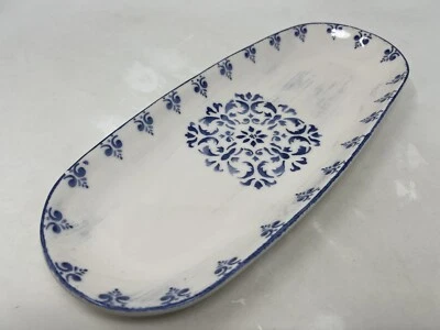 Papart Ceramics Oval Serving Platter Blue White Ceramic - Made in Turkey - Image 1 of 4