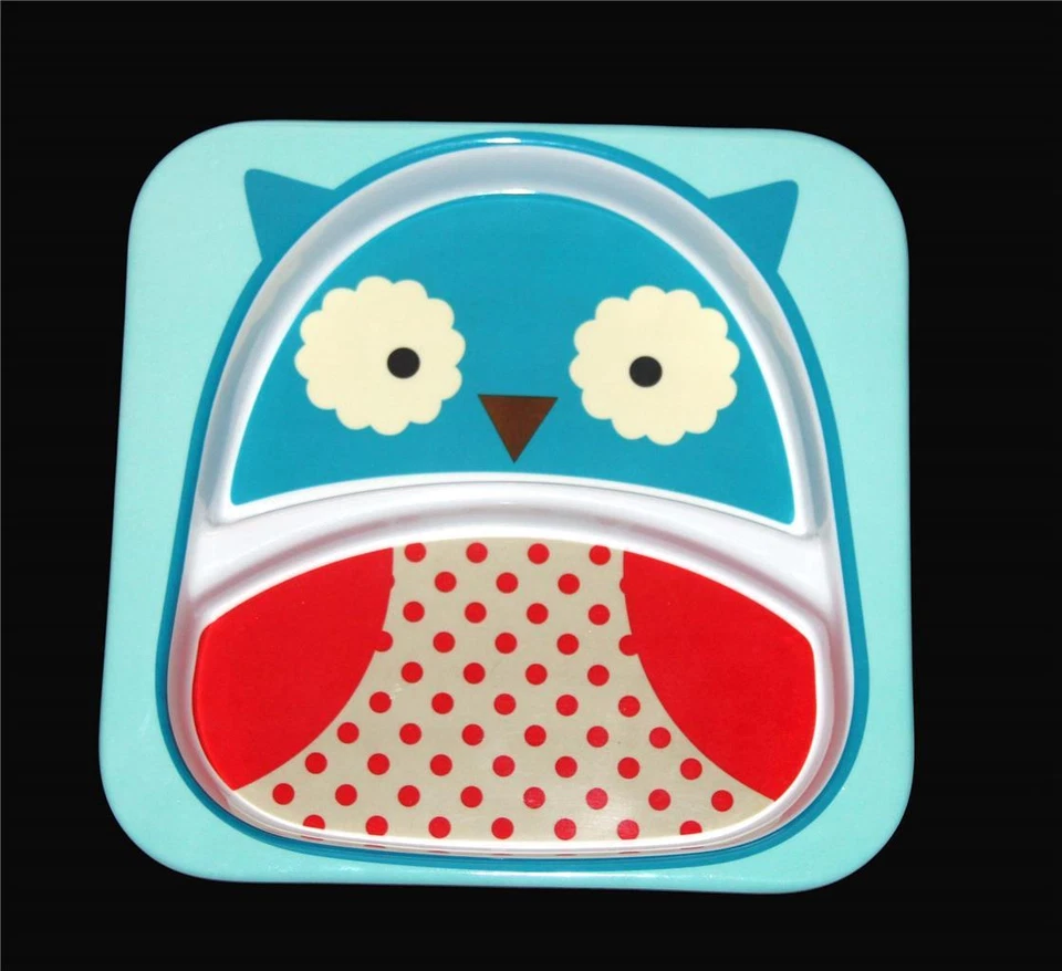 Caprichoso Skip Hop ZOO Búho Melamina Dividida Gruesa Resistente Placa Cuadrada Nueva con Etiquetas Foto 1 de 1